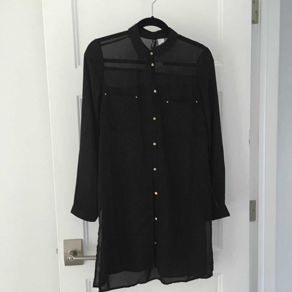 H & M Sheer Black Shirt Dress